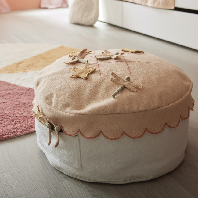 Lifetime four-poster bed with rolling floor White lacquered