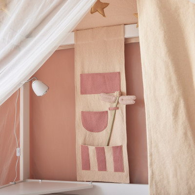 Lifetime four-poster bed with rolling floor White lacquered