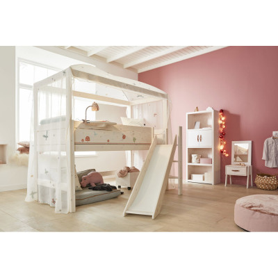 Lifetime FAIRY DUST four-poster bed – mid-high bed, 90x200 with canopy, front panels and deluxe slatted frame