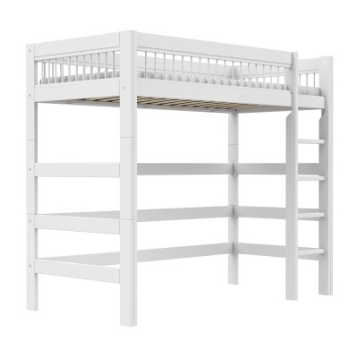 Letto a soppalco con scaletta dritta Lifetime Breeze 90 x 200 cm telaio a doghe premium bianco