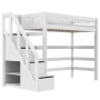 Lifetime Hochbett Bett mit Treppe Breeze 90 x 200 cm, Premium Rollboden weiss