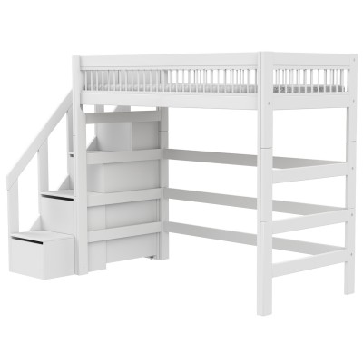Letto alto con scala Lifetime Breeze 90 x 200 cm telaio a doghe premium bianco