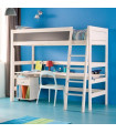 Lifetime-Kidsrooms Letto a soppalco LIVIA 90x200 cm con scala inclinata e telaio a doghe a rullo imbiancate