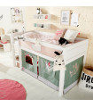 Chambre d’enfant Lifetime WILD CHILD, demi-lit superposé 90x200 avec échelle et rideau blanc