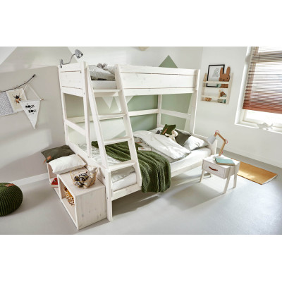 Letto a castello Lifetime FAMILY, top 90x200, fondo 120x200 incl. 2 telai a doghe DeLuxe bianco