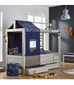 Lifetime Kinderzimmer Blue Camo Bett 90x200 Mit Dach und Stoff