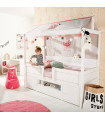 Chambre d’enfant Lifetime WILD CHILD TENT 2, lit superposé 90x200 avec toit en tissu, lit d’invité, mur arrière en tissu et cadr