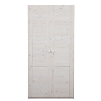 Armoire 2 portes Lifetime STEFFI, 100 cm de large avec 2 portes et division blanchie à la chaux