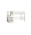 Lifetime Lit mezzanine 152 x 257 x 102 cm avec escalier step et sommier, whitewash