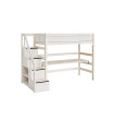 Lifetime Lit mezzanine avec escalier step et sommier, whitewash