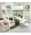 Lifetime Lit superposé Famille, haut 90x200, bas 120x200 incl. 2 sommier Luxe, whitewash