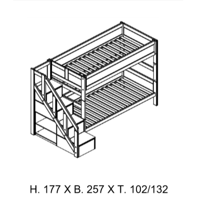 NEU2020-Lifetime Kidsrooms Etagenbett Family 90/120 mit Treppe / Deluxe L