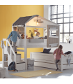 Lifetime Kidsrooms Halbh. Hüttenbett The Hideout Mit Treppe/ Deluxe Lattenrost Whitewash