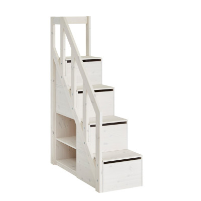 Escalier Lifetime avec espace de rangement et balustrade pour lit mezzanine et lit superposé Whitewash