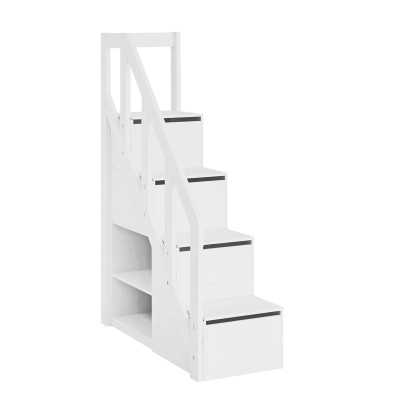 Lifetime staircase with storage space and railing for loft bed and bunk bed white