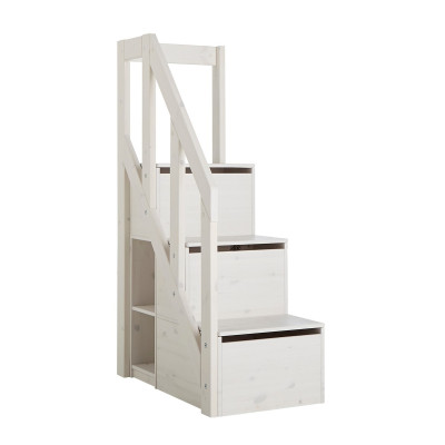 Escalier Lifetime avec espace de rangement et balustrade 152cm lit mezzanine Whitewash