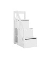 Lifetime staircase with storage space and railing for 128cm half-height bed white lacquered