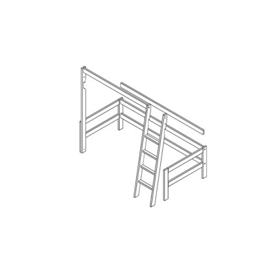 Base Lifetime et échelle en pente pour lit mezzanine Whitewash