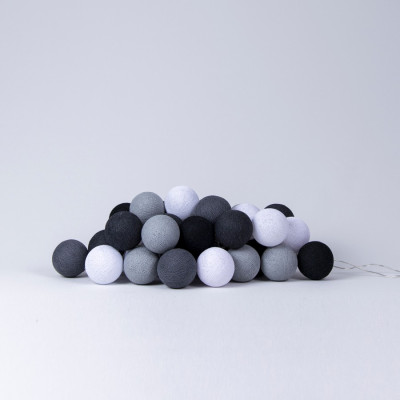 Lifetime Lichterkette mit Baumwollkugeln - Grey Colours