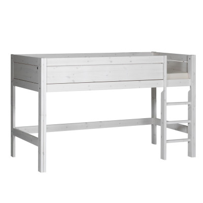 Lifetime Lit mezzanine mi-hauteur échelle droite avec sommier Luxe, whitewash