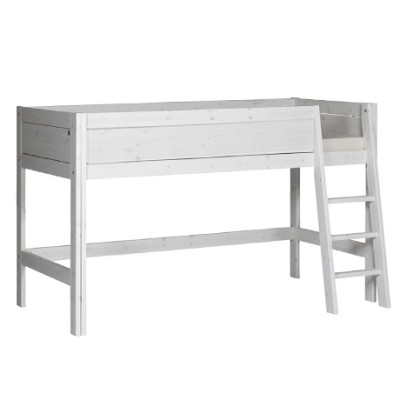 Lifetime Lit mezzanine mi-hauteur échelle en pente avec sommier Luxe, whitewash