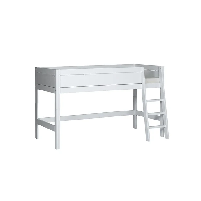 Letto a mezza altezza Lifetime con telaio a doghe deluxe scala inclinata bianco