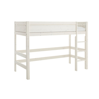 Lifetime Lit mezzanine 113 cm avec échelle droite et sommier Luxe, whitewash