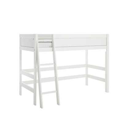 Letto a soppalco Lifetime 152cm con telaio a doghe scala inclinata bianco