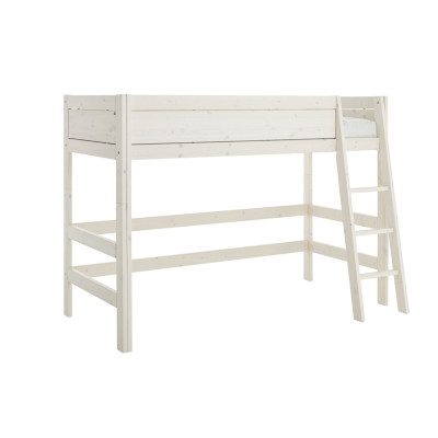 Lifetime Lit mezzanine 152cm avec échelle inclinée et sommier, whitewash