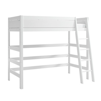 Lifetime Lit mezzanine avec échelle inclinée et sommier Luxe, whitewash