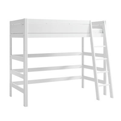 Lifetime loft bed with deluxe slatted frame sloping ladder whitewash