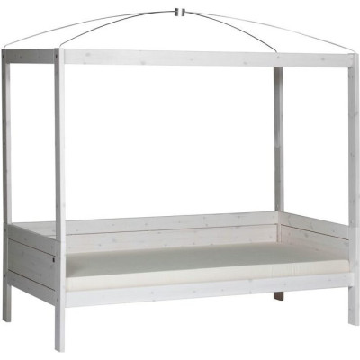 Lifetime four-poster bed with deluxe slatted frame whitewash