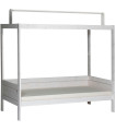 Lifetime four-poster bed 90x200cm with roof construction for fabric roof and roller floor whitewash