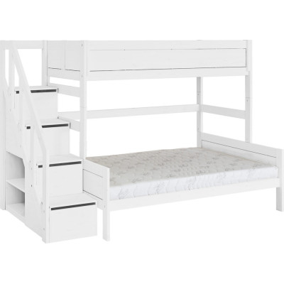 Lifetime bunk bed Family 90/140 with staircase and deluxe slatted frame white