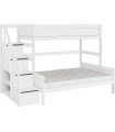 Lifetime Lit superposé Famille 90/140 avec escalier step et sommier Luxe, blanc