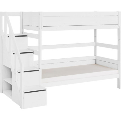 Lifetime Family bunk bed 90/90 with stairs and deluxe slatted frame white