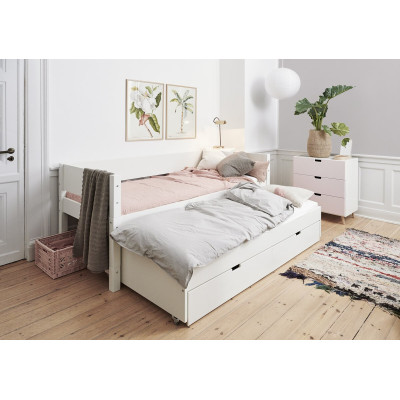 Manis-h LUNA cot 90x200 cm with pull-out bed and 2 drawers Snow white with beech post