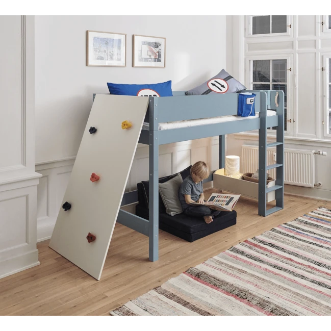 Manis-h ASK middle loft bed 90x200 cm with slatted frame Snow white