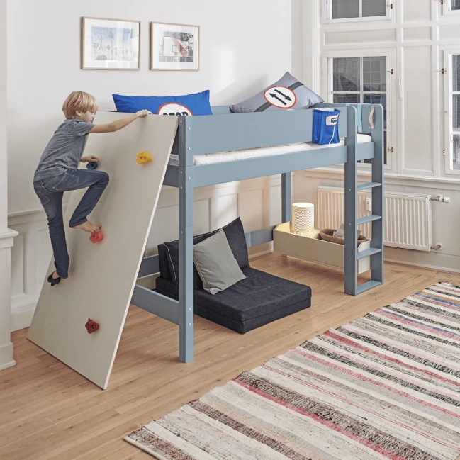 Manis-h ASK middle loft bed 90x200 cm with slatted frame Snow white