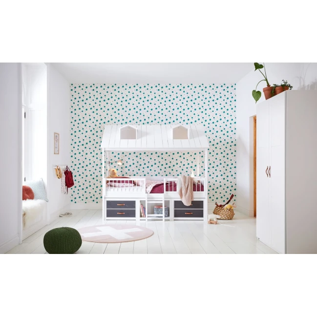 Lifetime Beachhouse Cabin Bed 90x200 cm con telaio a doghe a rullo bianco