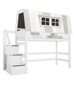 Lifetime medium loft bed Hangout with deluxe slatted frame and stairs white