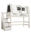 Lifetime medium loft bed Hangout with deluxe slatted frame and stairs whitewash