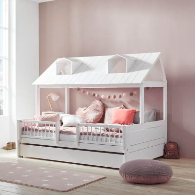 Cot Beachhouse 90x200 cm, bianco-opaco, con struttura a doghe DeLuxe