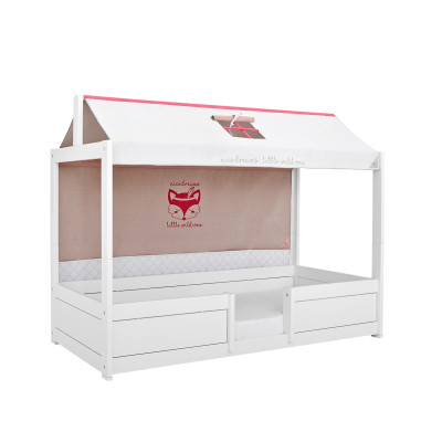 Lifetime Lit cabane 4 en 1 avec toit en tissu 90x200cm avec sommier luxe, blanc