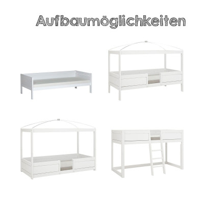 Lifetime 4 in 1 bed with canopy with rolling floor white