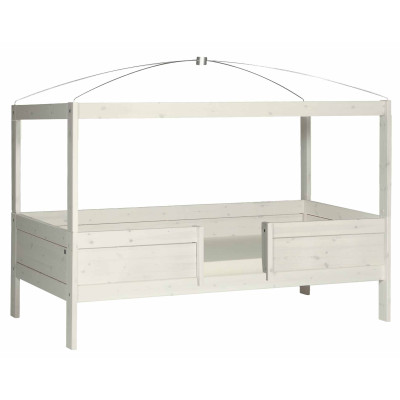 Letto a baldacchino Lifetime 4 in 1 con bianco cielo, 90x200 cm bianco Con telaio a doghe in rotolo