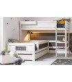 Letto a castello angolare LifeTime COLIN-DLR, 90x200 cm, con scaletta inclinata e struttura a doghe DeLuxe bianca