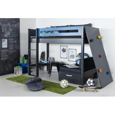Manis-h ASK middle loft bed 90x200 cm with slatted frame Snow white climbing wall