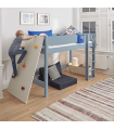 Manis-h ASK middle loft bed 90x200 cm with slatted frame Snow white climbing wall