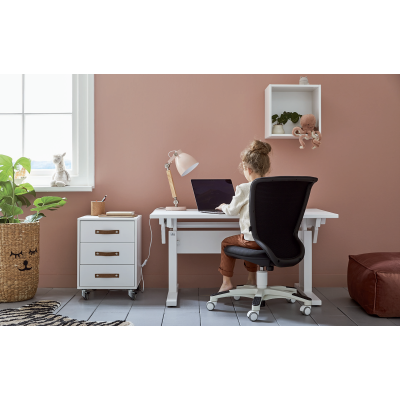 Lifetime height-adjustable desk with drawer whitewash